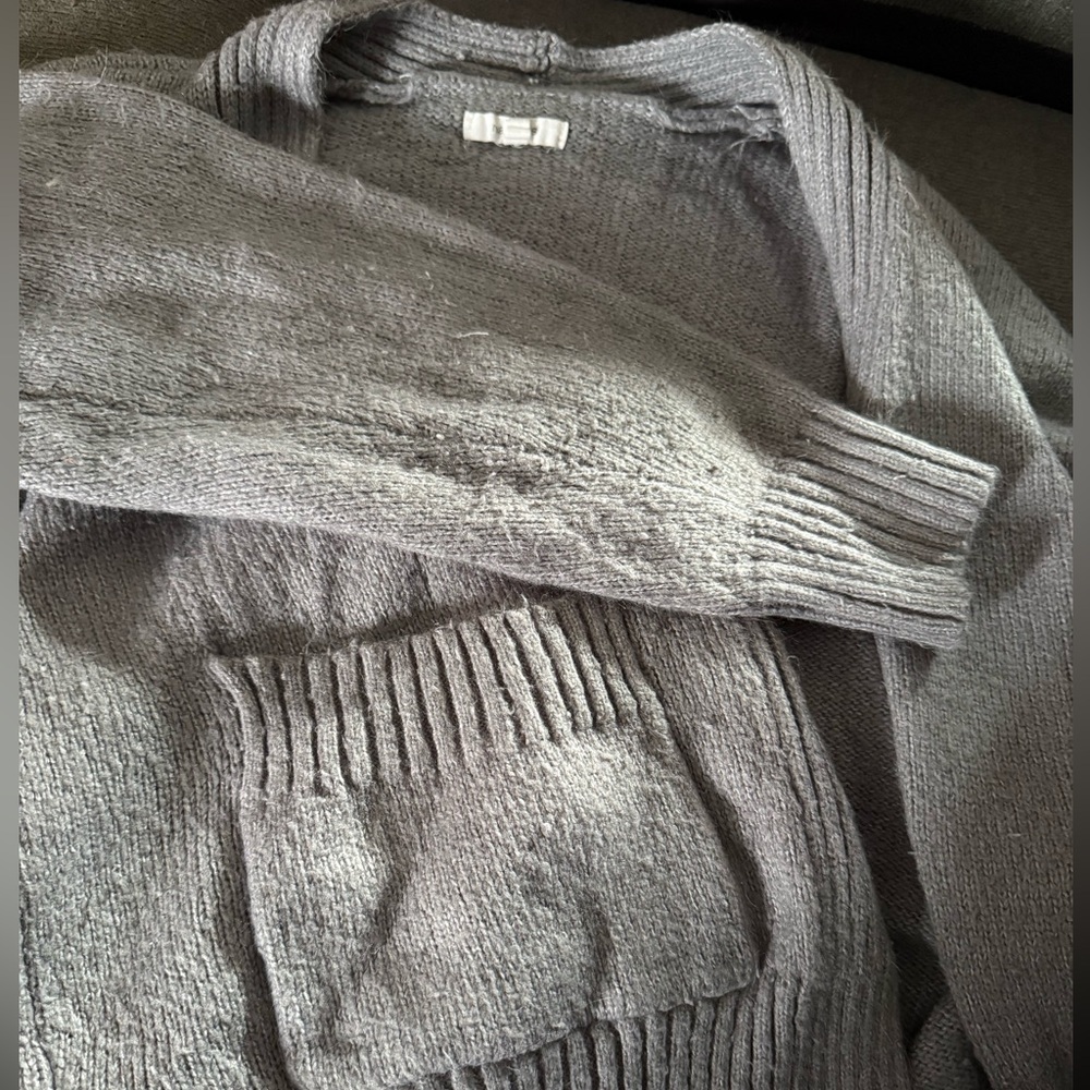 Maurices Light Gray Women's Crewneck Knit Sweater with Front Pocket